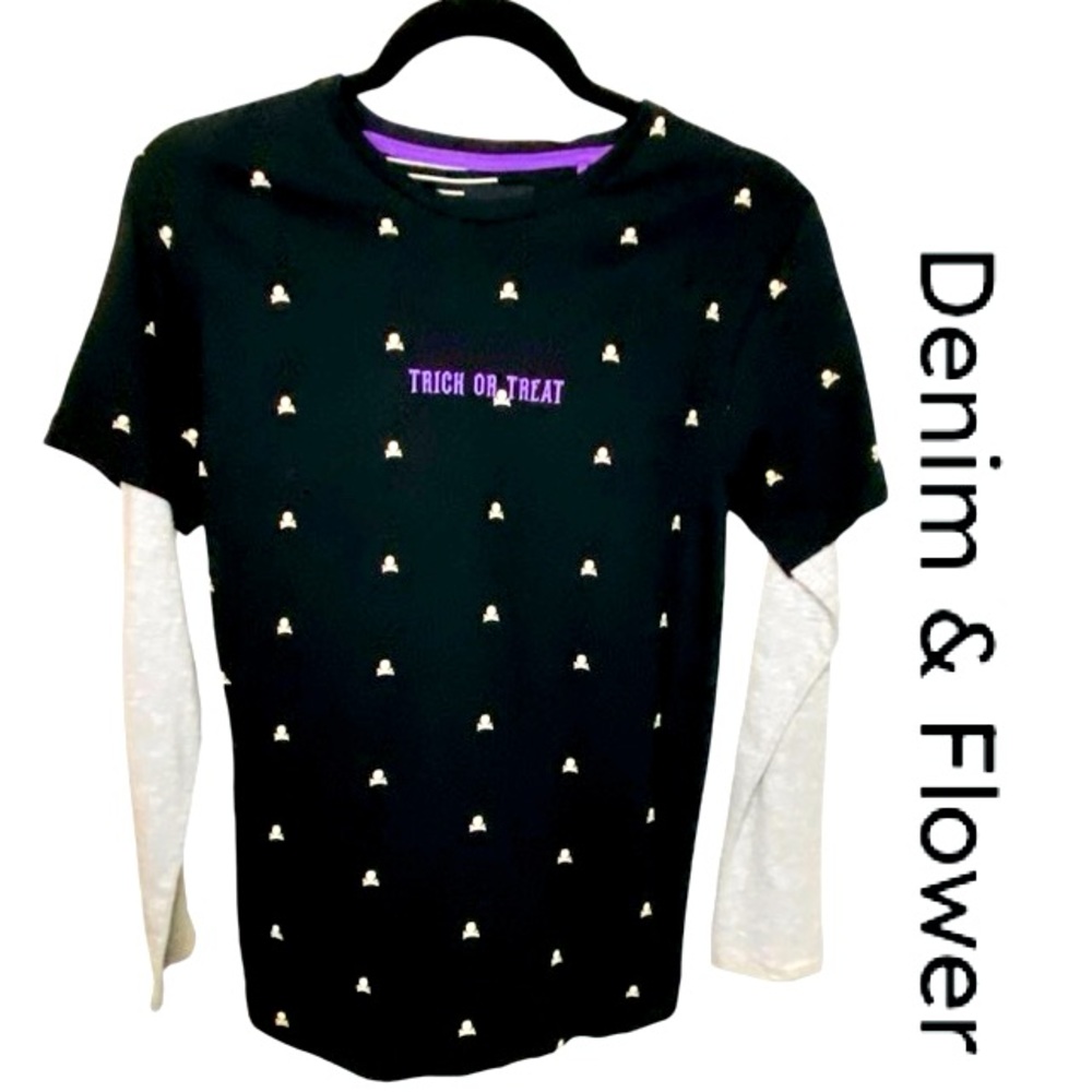 Denim & FLOWER Halloween T-Shirt Trick or Treat Boys Size 11/12